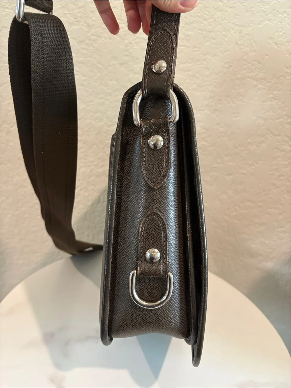 Louis Vuitton Andrei Brown Taiga Crossbody Bag